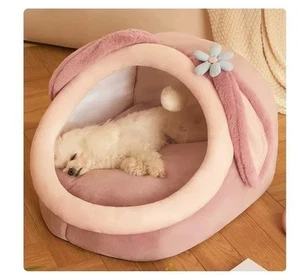 NEW CUTE House Kennel Soft Plush Dog Cat Bed Removable Cushion - Picture 1 of 11