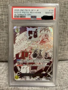 PSA10 Goma-Goma Fire-Fist Pistola Redm Hawk OP11-014 R Tarjeta de una pieza 2025 Japón - Imagen 1 de 2