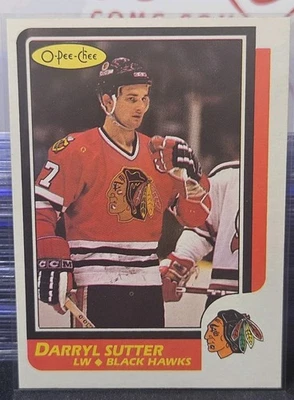 86-87 O-Pee-Chee Darryl Sutter 🚨🚨🚨 Chicago Blackhawks  - Image 1 of 2