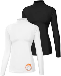 Damen Thermo Fleece Kompressionsshirt Stehkragen Langarm Sport Basis... - Bild 1 von 6