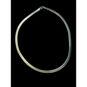 Vintage Sterling Silver 925 Herringbone Necklace Lays Flat 18 Inch Spring Clasp - Imagen 1 de 10