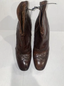 Sesto Meucci Womens Size 10 Ankle Boots Brown Leather Low Block Heel Zip - Picture 1 of 7