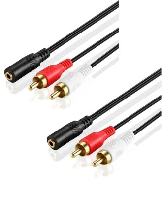 Paquete de 2 adaptadores de cable de audio estéreo de 3,5 mm a RCA - 3,5 mm hembra a estéreo RCA macho Foto 1 de 2