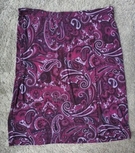 Jaclyn Smith Maroon, Burgundy Paisley Knit Skirt Pull On Size XL - Picture 1 of 5