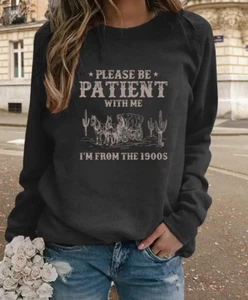 Women Graphic Cute Oversized Pullover Drop Shoulder Sweaters Funny Sweatshirts - Picture 1 of 12