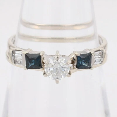 Обручальные кольца из белого золота 14 карат с бриллиантами и сапфирами 0,74 карата размер 7,25 - Изображение 1 из 4