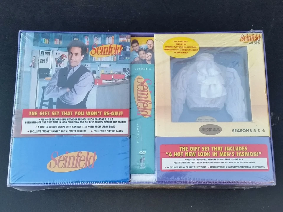 RARE Seinfeld 1 2 3 4 5 6 Season 1-6 Puffy Shirt & Monks Diner Boxed Sets