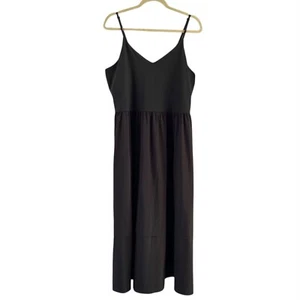 Abito midi ibrido scollo a V Athleta Elation taglia XL nero abbigliamento resort viaggio - Foto 1 di 9