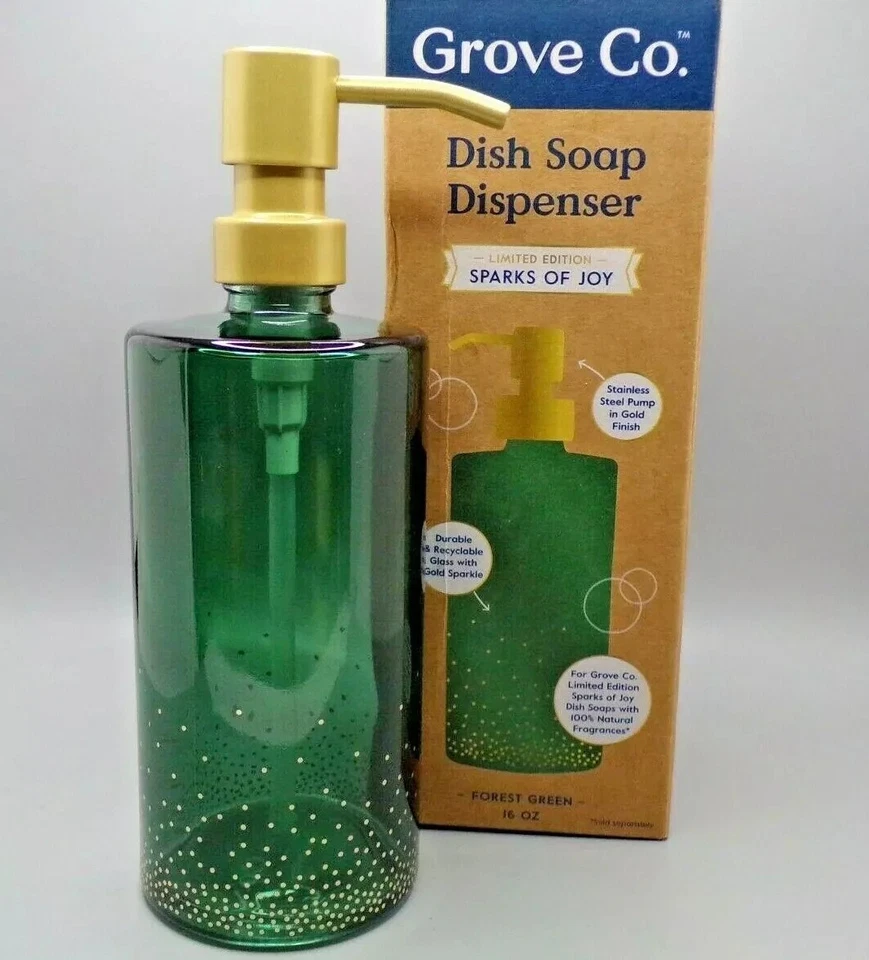 Grove Co. Dish Soap Dispenser Limited Edition Sparks of Joy Green
