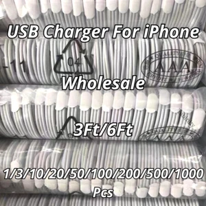For iPhone 6 7 8 Plus XR X 11 12 13 14 USB Charger Cable Charging Cord Wholesale - Picture 1 of 14