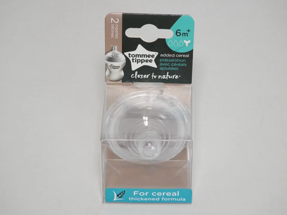 Tommee Tippee Closer to Nature 2 Added Cereal Flow Nipples 6m . X2
