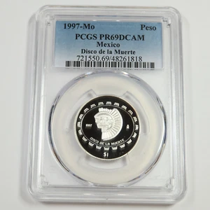 1997 Mo PCGS PR69 DCAM - MEXICO - SILVER Disco de la Muerte Coin #51284A - Picture 1 of 2