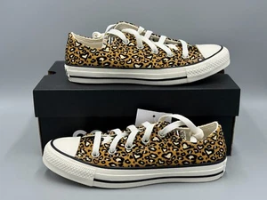 Converse CTAS Ox Low Leopard Heart Gold Sneakers Brown Shoes Size M3/ W5/ Eur 35 - Picture 1 of 6