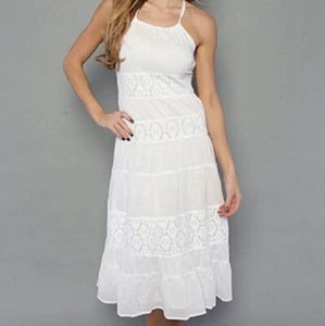 Free People Crossback weißes Ösenneckholder Midi-Kleid, S - Bild 1 von 4