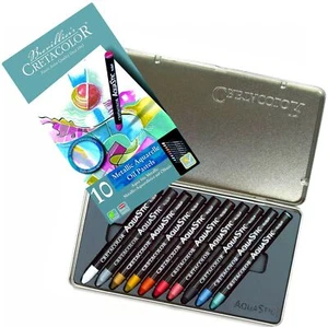 CRETACOLOR Artists Watercolour Metallic Soft Oil Pastels Tin Set Glass Clay Art - Picture 1 of 5