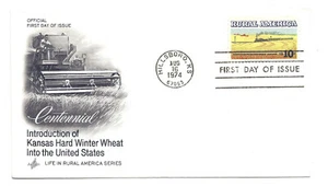 1506 Rural America  Kansas Winter Wheat + Train ArtCraft FDC - Picture 1 of 1