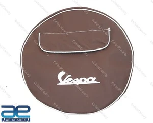 Vespa 10" Pulgadas Repuesto Stepney Rueda Cubierta Marrón Con Bolsillo Aes - Imagen 1 de 4