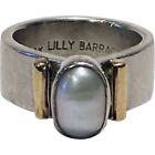 Vintage American LILLY BARRACK 14K Yellow Gold, Sterling Silver & Pearl Ring
