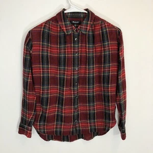 Madewell Damen Hemd XXS Oversize Boyfriend kariert Knopfleiste rot grün Wolle - Bild 1 von 6