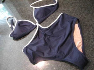 NWT- Ladies J CREW Navy Blue CUTOUT One Piece Swimsuit (Size 14) - Picture 1 of 3