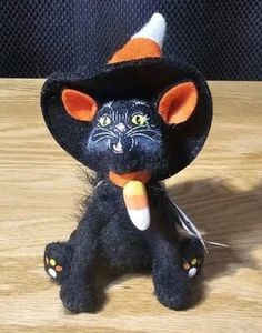 Annalee Dolls Retired 4" Halloween Candy Corn Scaredy Cat Witch Hat 2008 NWT - Picture 1 of 7