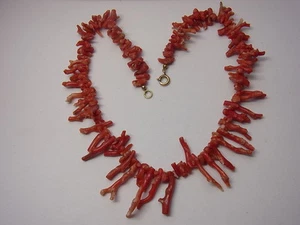Collar de coral antiguo de coral de coral collar cadena collar 103 - Imagen 1 de 5