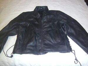 Black leather motorcycle jacket XXL made in Pakistan 