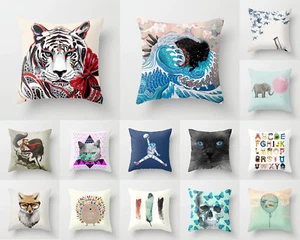 Cushion Pillow Cover Cat, Hedgehog, Skull butterfly, Elephant 18'*18' Home Decor - Picture 1 of 8