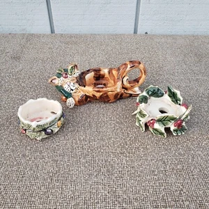 Lot Of 3 Blue Sky Clayworks Heather Goldminc Cat Christmas Winter Tea Light Rare - Picture 1 of 11