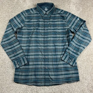 Kuhl Shirt Mens Medium Blue Plaid Outdoors Hiking Snap Front Lightweight Durable - Picture 1 of 8