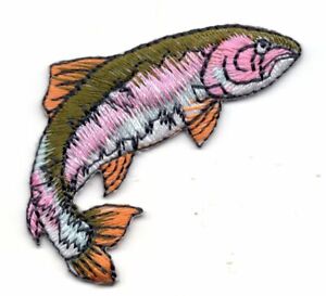 RAINBOW TROUT FISH Iron On Patch Fishing Freshwater