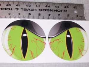 GREEN NO FEAR EYES #3 VINYL DECAL PAIR SHOTGUN AIR INTAKE HOOD SCOOP Bug Catcher - Picture 1 of 1