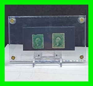 Frühe gebrauchte Briefmarke USA Scott #35 #68 grün Washington ~ im Acryletui mit Ständer  - Bild 1 von 5
