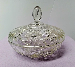 Vintage 2-Piece Heavy Lead Crystal Star Cut Candy Dish 6" Tall 7" Diameter - Picture 1 of 10