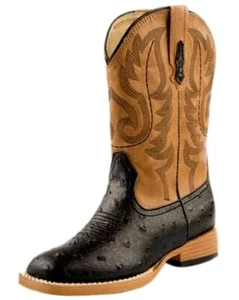 Roper Western Boots Boys Ostrich Faux Youth Black 09-119-1900-0050 BL - Picture 1 of 1