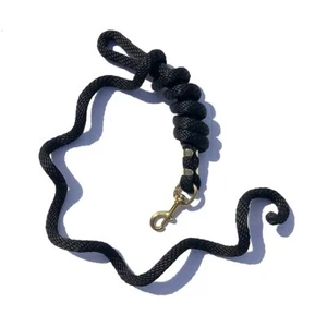 Training Lead Black Rope 5/8" x 12' ft. with Brass Plated Bolt Snap #18090 - Picture 1 of 2
