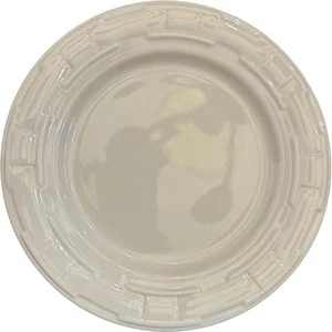 Longaberger Pottery Woven Traditions Luncheon Plate Ivory 9" Basket Weave - 2 pc - Picture 1 of 15