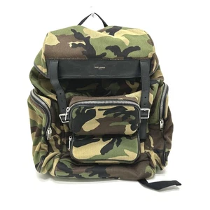 SAINT LAURENT PARIS 437110 Multi-pocket camouflage Backpack Canvas/Leather Green - Picture 1 of 16