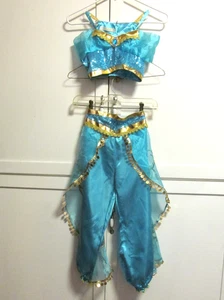Halloween Kostüm Prinzessin Jasmin Türkis Set mit Armbändern - Mädchen 7-10 Jahre - Bild 1 von 16