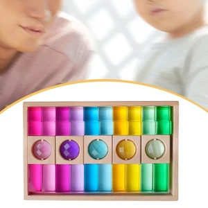 Rainbow Building Blocks Set Smooth Stacking Toy for Boys Girls Children Gift - Picture 1 of 5