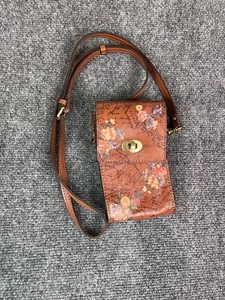 Patricia Nash RIVELLA Cuero Bandolera Bolso Teléfono Estuche Marrón Mapa Floral - Imagen 1 de 6