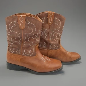 Stivali da cowboy western Wonder Nation taglia 5 Little Big Boys marroni antimarca nuovi - Foto 1 di 8
