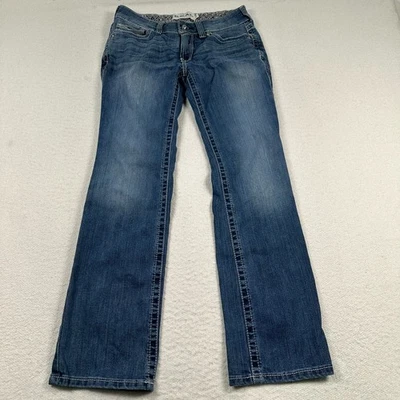 Pantalones de mezclilla Ariat Real para mujer 27 tiro bajo icono pierna recta vaquera occidental azul Foto 1 de 4