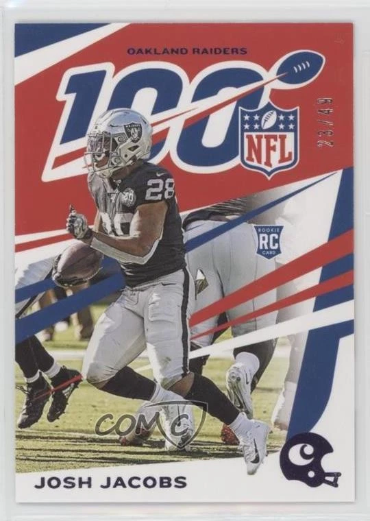 2019 Panini Chronicles NFL 100 Purple /49 Josh Jacobs #74 Rookie RC - Image 1 of 2