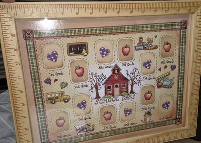 Vintage School Days 1st-12th Grade Collage Wood Ruler Picture Frame 15.5 x 12.2" - Image 1 of 4