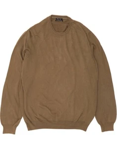 MASSIMO DUTTI Mens Crew Neck Jumper Sweater Large Brown Cotton AH07 - Picture 1 of 3