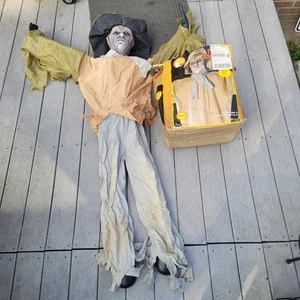 HTF 90s Fitco Poseable 6Ft Scarecrow Spirit Halloween Prop Head Yard Decor W/Box - Picture 1 of 3