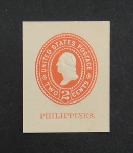 US Stamped Envelope Philippines U8 2c 1899-1900 Cut Square Carmine - Picture 1 of 2