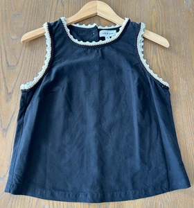 Cloth & Stone Häkelborte Knopfleiste hinten Tank schwarz Damengröße Small Leinenmischung - Bild 1 von 8