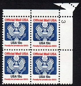 O127 13c Official PB w/ corner appendage (foldover) MNH - Picture 1 of 1